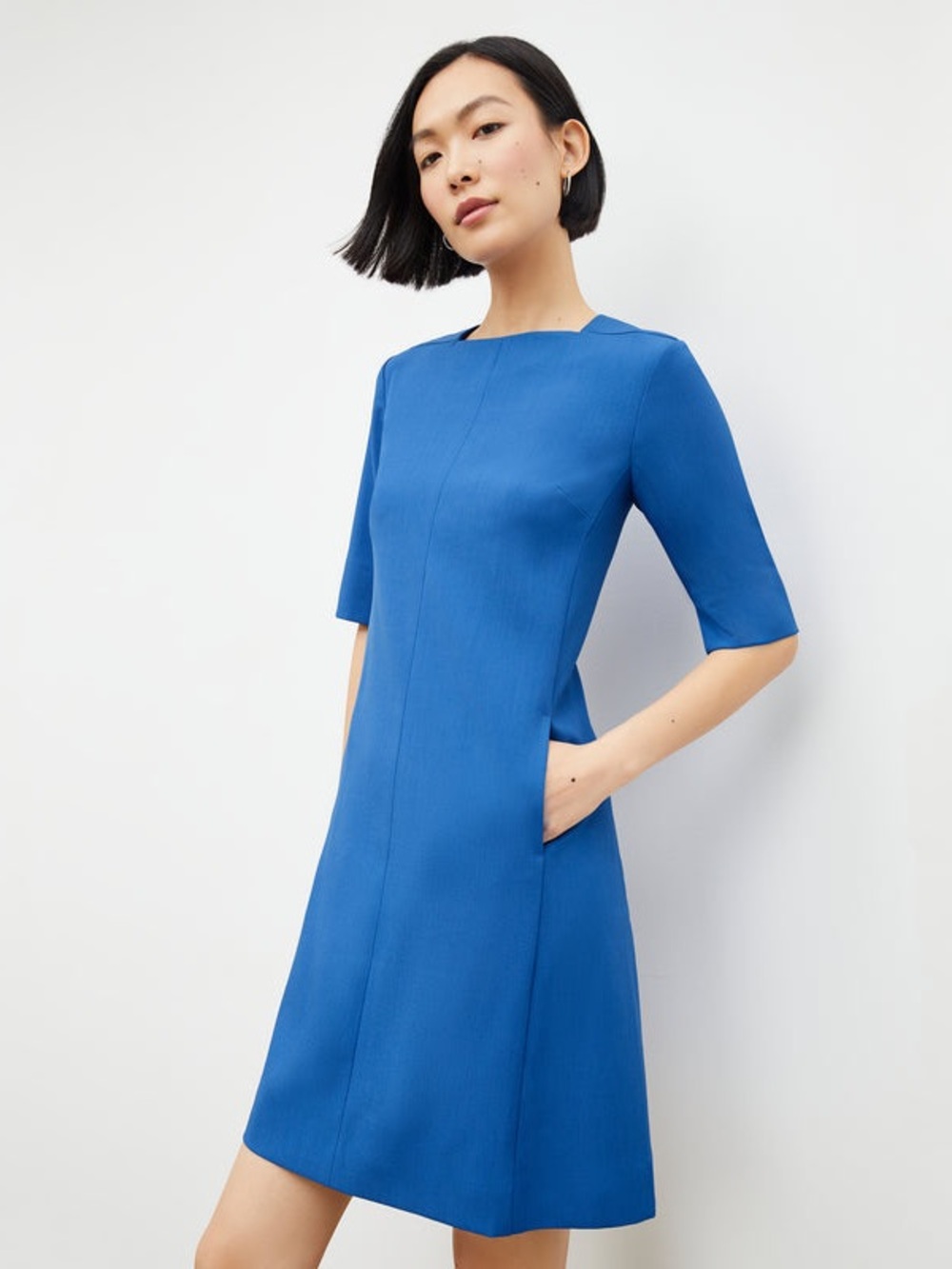 M.M. Lafleur Blue Santorini Polished Chic Office Work Classic Emily Dress 4